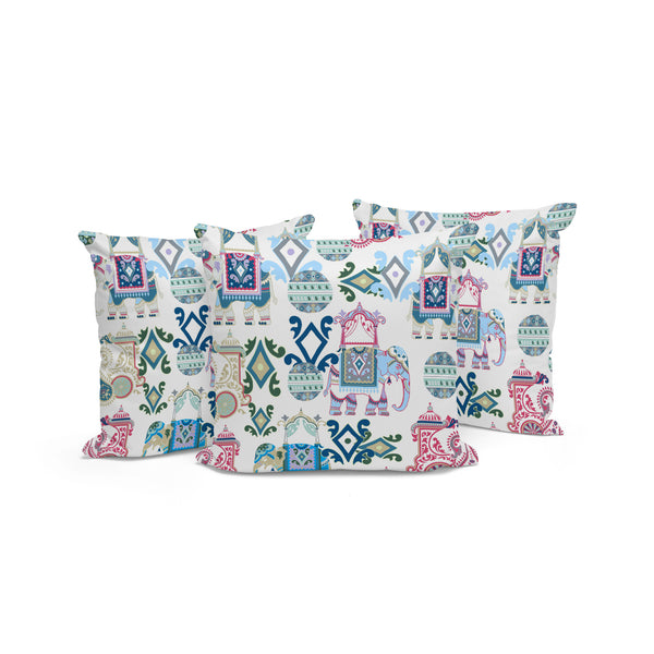 Homeroots Set Of Three 16" X 16" Pink And White Elephant Abstract Indoor Outdoor Throw Pillow  Polyester 535924