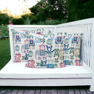 Homeroots Set Of Three 16" X 16" Pink And White Elephant Abstract Indoor Outdoor Throw Pillow  Polyester 535924