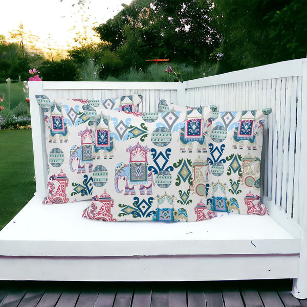 Homeroots Set Of Three 16" X 16" Pink And White Elephant Abstract Indoor Outdoor Throw Pillow  Polyester 535924