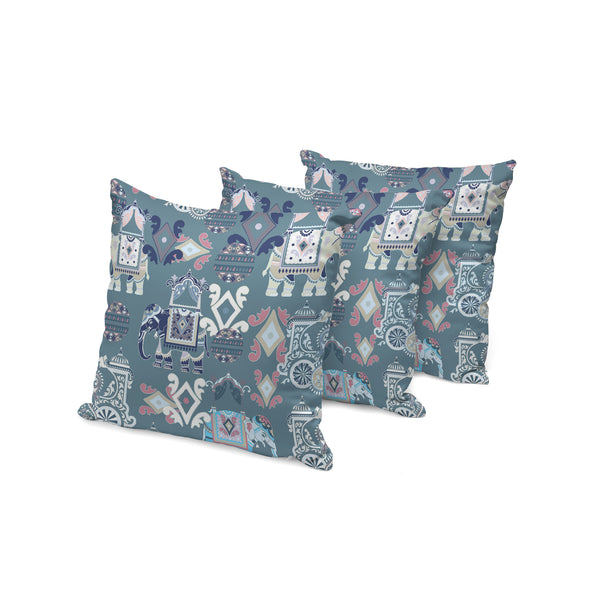 Homeroots Set Of Three 16" Gray And White Elephant Abstract Indoor Outdoor Throw With No Decorative Additions  Polyester 535926