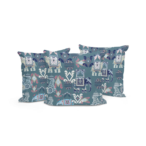 Homeroots Set Of Three 16" Gray And White Elephant Abstract Indoor Outdoor Throw With No Decorative Additions  Polyester 535926