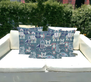 Homeroots Set Of Three 16" Gray And White Elephant Abstract Indoor Outdoor Throw With No Decorative Additions  Polyester 535926