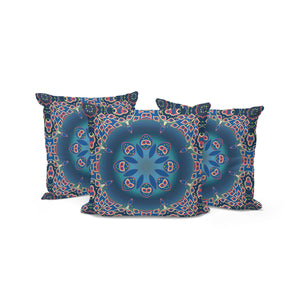 Homeroots Set Of Three 16" X 16" Blue And Pink Abstract Indoor Outdoor Throw  Polyester 535927