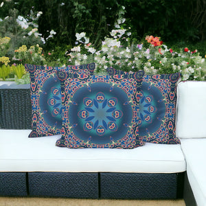 Homeroots Set Of Three 16" X 16" Blue And Pink Abstract Indoor Outdoor Throw  Polyester 535927