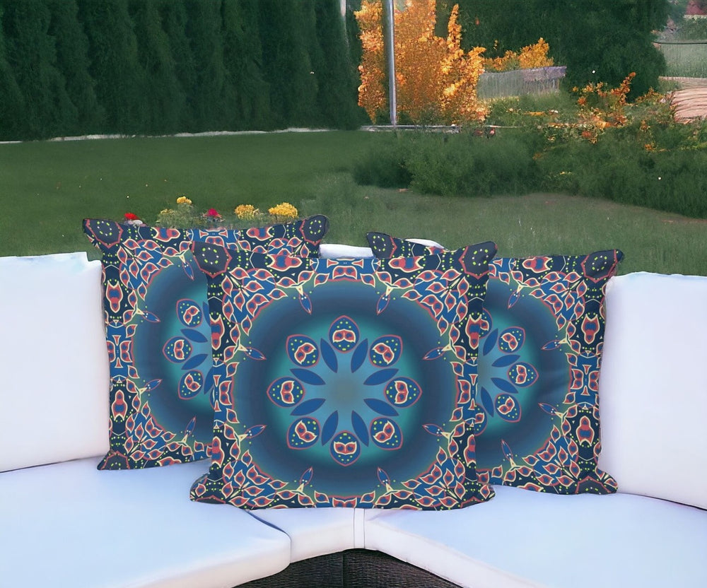 HomeRoots Set of Three 16" Blue and Pink Abstract Throw Pillows for Indoor & Outdoor Décor - Soft & Stylish! 535927