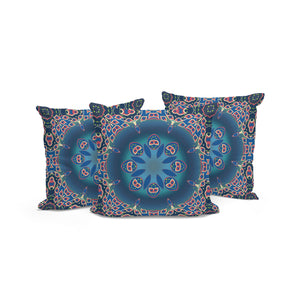 Homeroots Set Of Three 16" X 16" Blue And Pink Abstract Indoor Outdoor Throw  Polyester 535927