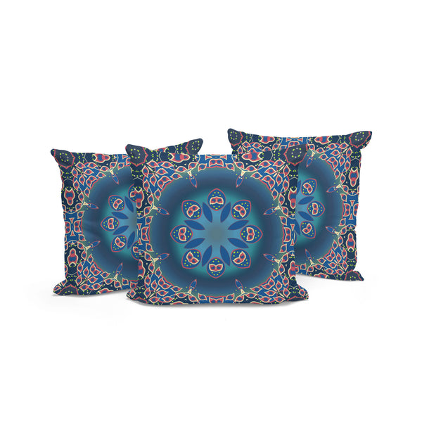 Homeroots Set Of Three 16" X 16" Blue And Pink Abstract Indoor Outdoor Throw  Polyester 535927