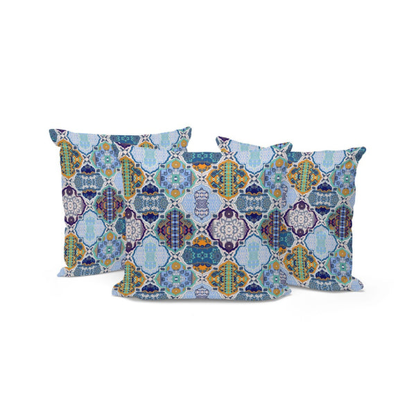 HomeRoots Set of Three 16" Blue and Orange Botanical Throw Pillows for Indoor & Outdoor Style Upgrade 535928