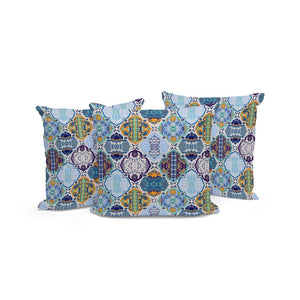 HomeRoots Set of Three 16" Blue and Orange Botanical Throw Pillows for Indoor & Outdoor Style Upgrade 535928