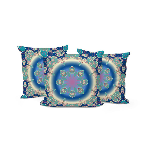 HomeRoots Set of Three 16" X 16" Blue and Green Abstract Throw Pillows for Stylish Indoor/Outdoor Decor 535929