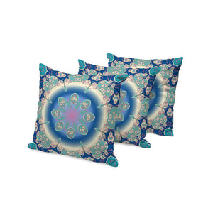 HomeRoots Set of Three 16" X 16" Blue and Green Abstract Throw Pillows for Stylish Indoor/Outdoor Decor 535929
