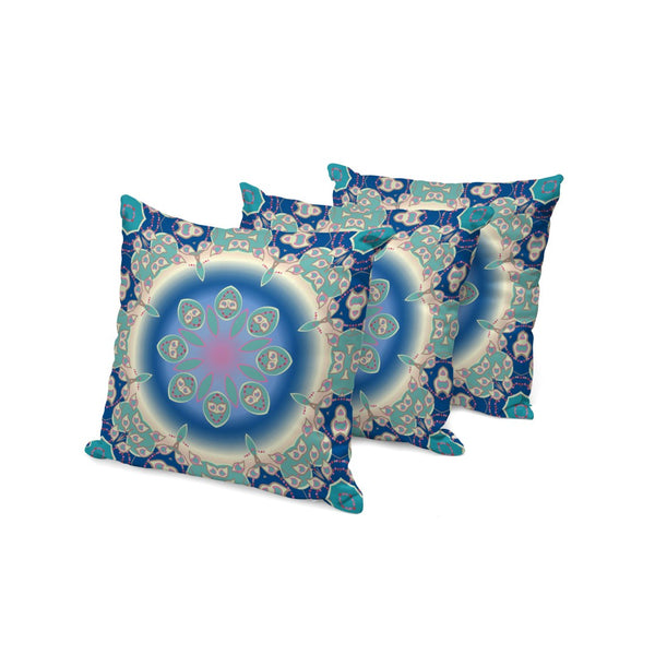 HomeRoots Set of Three 16" X 16" Blue and Green Abstract Throw Pillows for Stylish Indoor/Outdoor Decor 535929