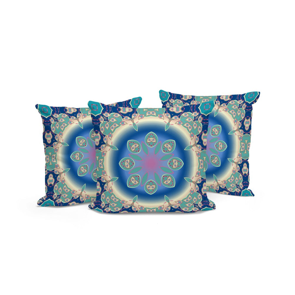 HomeRoots Set of Three 16" X 16" Blue and Green Abstract Throw Pillows for Stylish Indoor/Outdoor Decor 535929