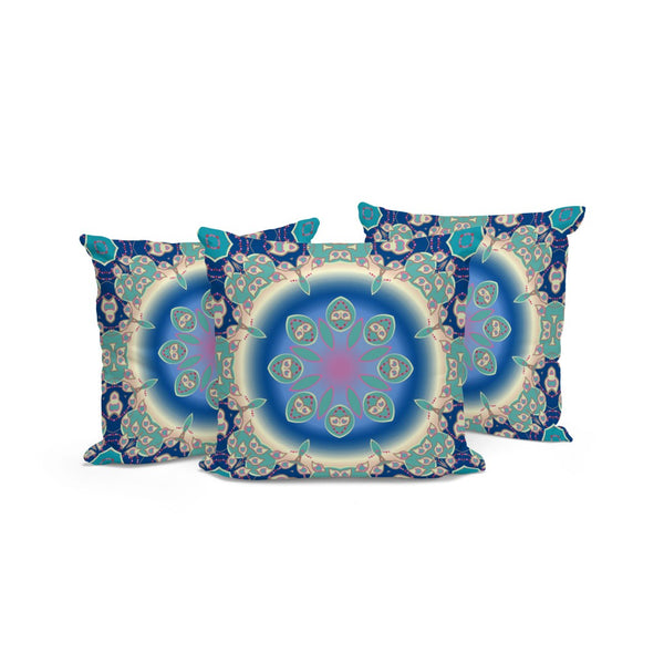 HomeRoots Set of Three 16" X 16" Blue and Green Abstract Throw Pillows for Stylish Indoor/Outdoor Decor 535929