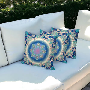 HomeRoots Set of Three 16" X 16" Blue and Green Abstract Throw Pillows for Stylish Indoor/Outdoor Decor 535929