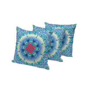 Homeroots Set Of Three Blue And Green Abstract Indoor Outdoor Throw Pillow  Polyester 535930