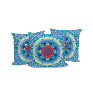 Homeroots Set Of Three Blue And Green Abstract Indoor Outdoor Throw Pillow  Polyester 535930