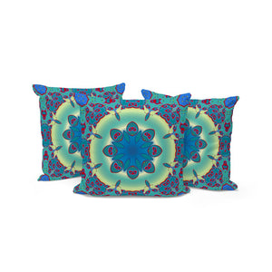 HomeRoots Set of Three 16" Abstract Green and Red Throw Pillows – Vibrant Indoor/Outdoor Cushions for Style 535931