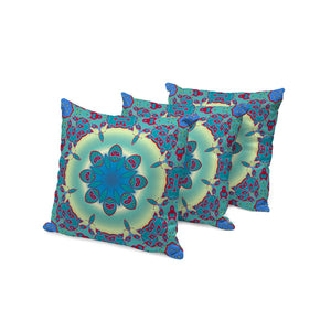 HomeRoots Set of Three 16" Abstract Green and Red Throw Pillows – Vibrant Indoor/Outdoor Cushions for Style 535931