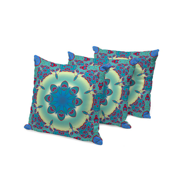 HomeRoots Set of Three 16" Abstract Green and Red Throw Pillows – Vibrant Indoor/Outdoor Cushions for Style 535931