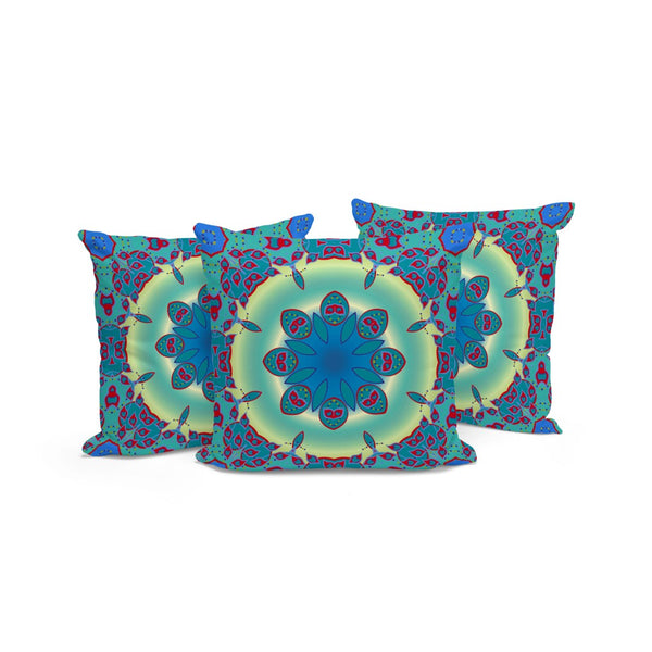 HomeRoots Set of Three 16" Abstract Green and Red Throw Pillows – Vibrant Indoor/Outdoor Cushions for Style 535931