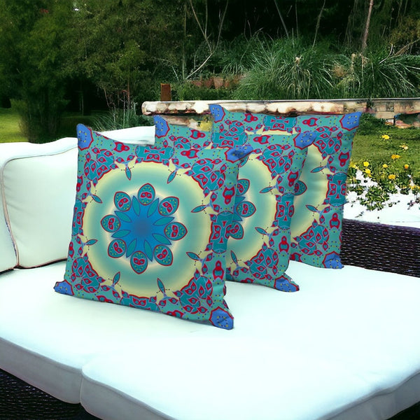 HomeRoots Set of Three 16" Abstract Green and Red Throw Pillows – Vibrant Indoor/Outdoor Cushions for Style 535931