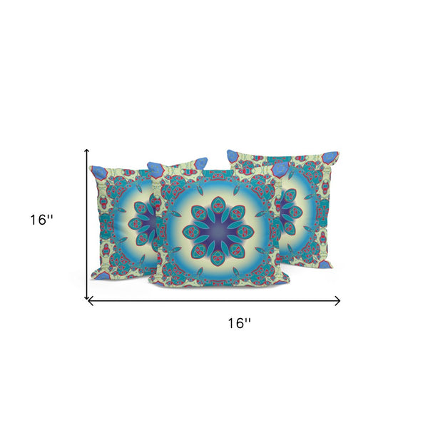 HomeRoots Set of Three Vibrant 16" Green & Yellow Abstract Throw Pillows for Indoor/Outdoor Comfort & Style 535932