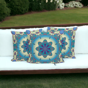 HomeRoots Set of Three Vibrant 16" Green & Yellow Abstract Throw Pillows for Indoor/Outdoor Comfort & Style 535932