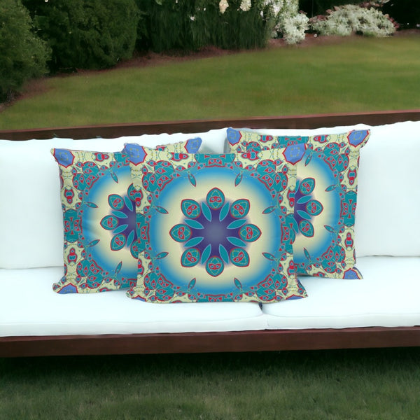 HomeRoots Set of Three Vibrant 16" Green & Yellow Abstract Throw Pillows for Indoor/Outdoor Comfort & Style 535932