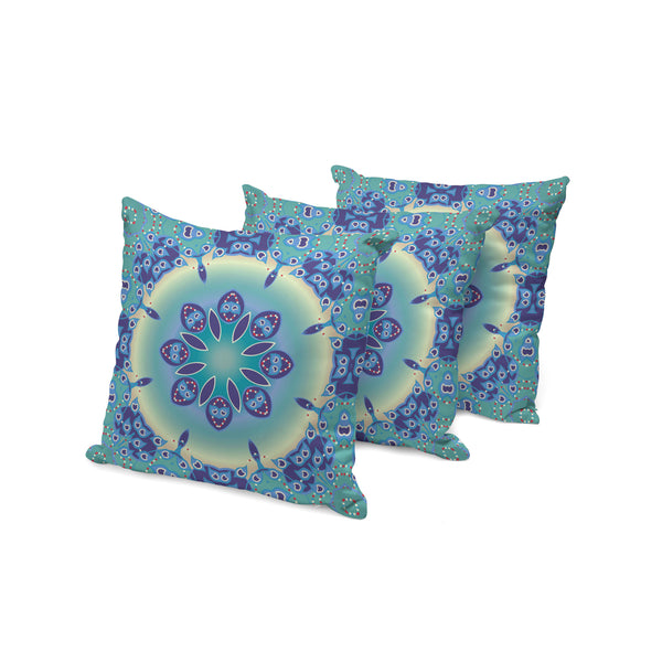 Homeroots Set Of Three Blue And Purple Abstract Indoor Outdoor Throw Pillow  Polyester 535933