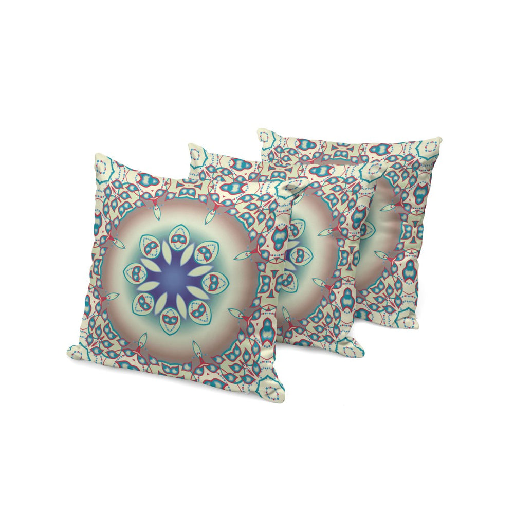 HomeRoots Set of Three 16" X 16" Beige & Blue Abstract Throw Pillows for Stylish Indoor & Outdoor Decor 535934