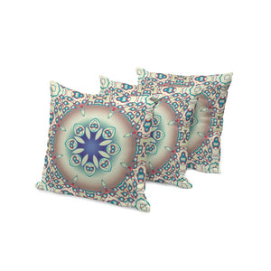 HomeRoots Set of Three 16" X 16" Beige & Blue Abstract Throw Pillows for Stylish Indoor & Outdoor Decor 535934