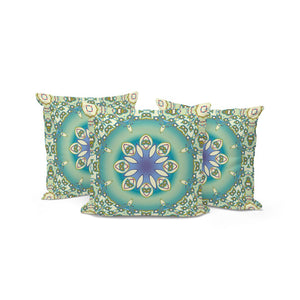HomeRoots Set of Three 16" X 16" Beige and Green Abstract Throw Pillows for Indoor/Outdoor Style & Comfort 535935