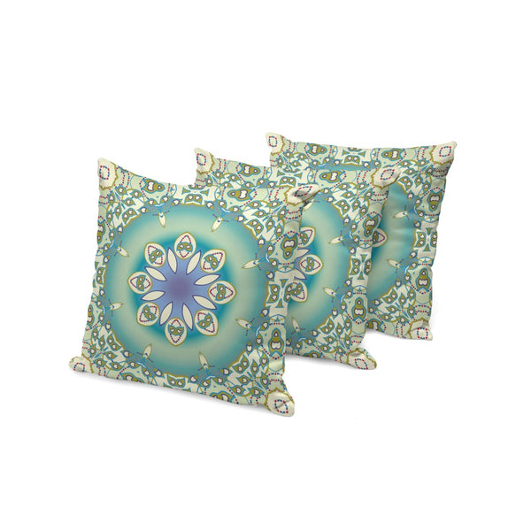 HomeRoots Set of Three 16" X 16" Beige and Green Abstract Throw Pillows for Indoor/Outdoor Style & Comfort 535935