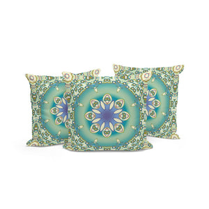 HomeRoots Set of Three 16" X 16" Beige and Green Abstract Throw Pillows for Indoor/Outdoor Style & Comfort 535935
