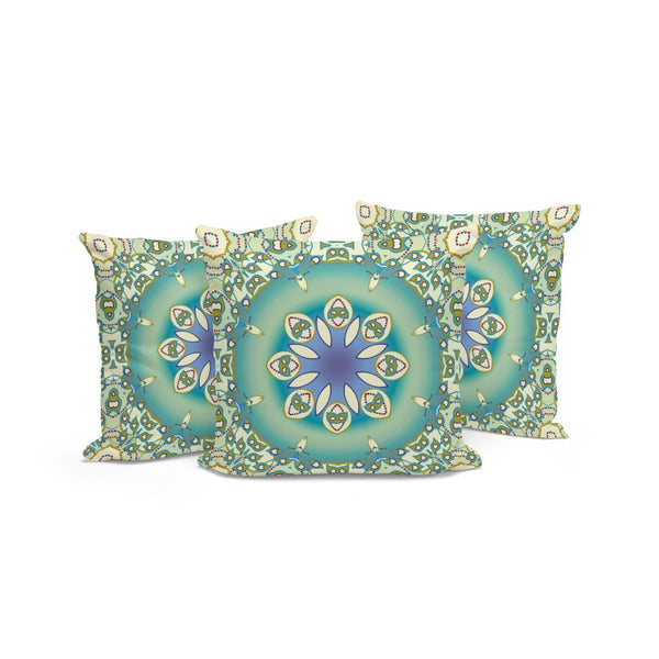 HomeRoots Set of Three 16" X 16" Beige and Green Abstract Throw Pillows for Indoor/Outdoor Style & Comfort 535935