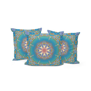 HomeRoots Set of Three 16" Blue & Green Abstract Throw Pillows for Indoor/Outdoor Comfort & Style Upgrade 535936