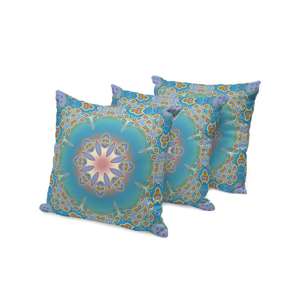 HomeRoots Set of Three 16" Blue & Green Abstract Throw Pillows for Indoor/Outdoor Comfort & Style Upgrade 535936