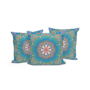 HomeRoots Set of Three 16" Blue & Green Abstract Throw Pillows for Indoor/Outdoor Comfort & Style Upgrade 535936