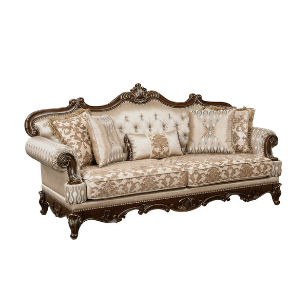 English Elm Formal Balthasar Cherry Sofa with Gold Tipping, Patterned Brown Chenille, Crystal Tufting, 90.5" B011P290784