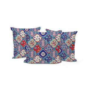 Homeroots Set Of Three 16" X 16" Blue And Green Botanical Indoor Outdoor Throw Pillow  Polyester 535939