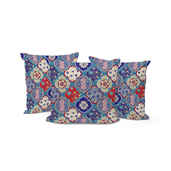 Homeroots Set Of Three 16" X 16" Blue And Green Botanical Indoor Outdoor Throw Pillow  Polyester 535939