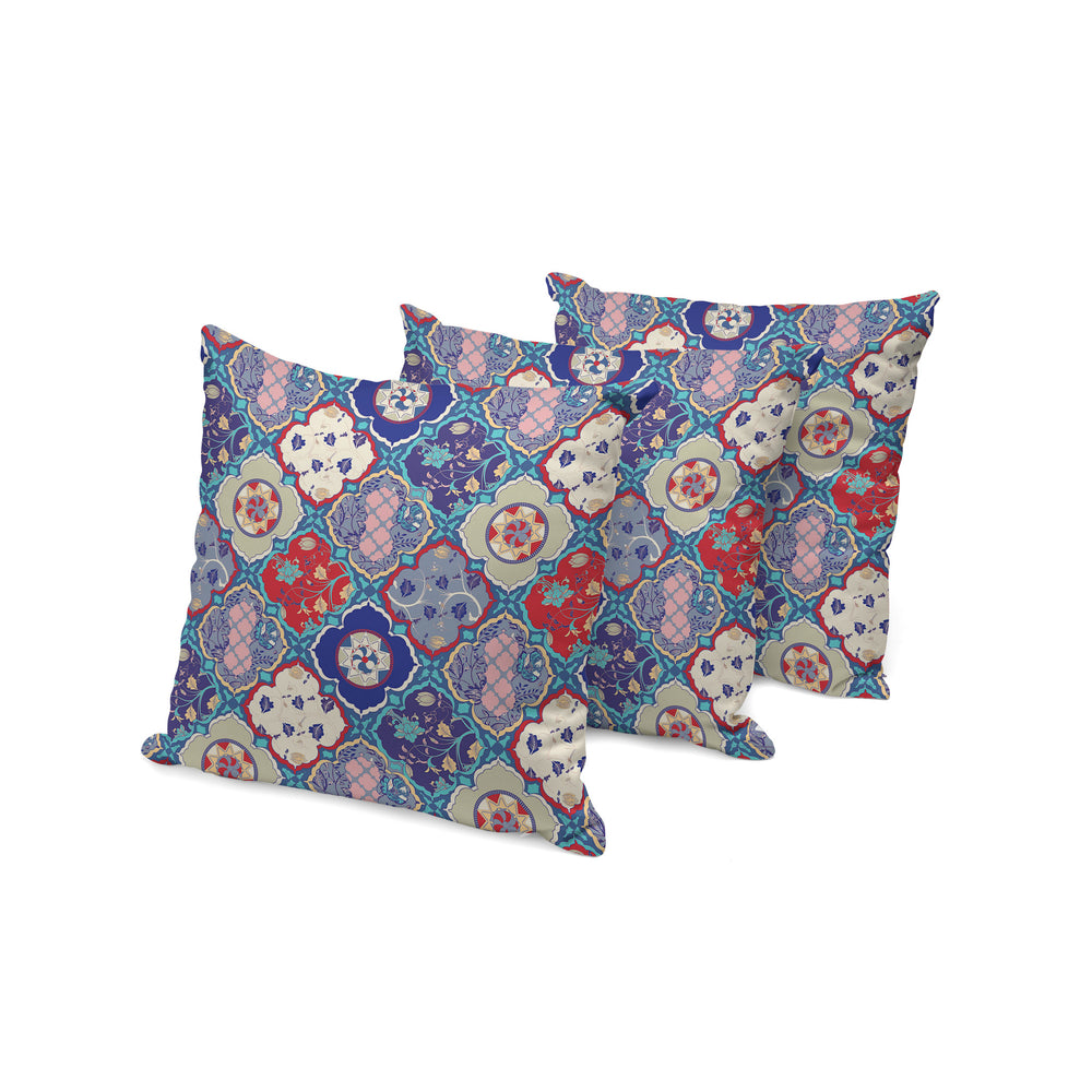 Homeroots Set Of Three 16" X 16" Blue And Green Botanical Indoor Outdoor Throw Pillow  Polyester 535939