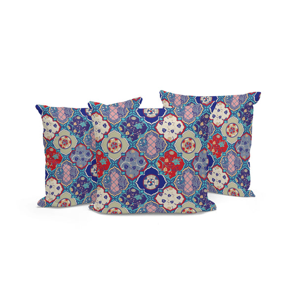 Homeroots Set Of Three 16" X 16" Blue And Green Botanical Indoor Outdoor Throw Pillow  Polyester 535939