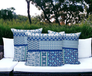 Homeroots Set Of Three 16" X 16" Blue And White Botanical Indoor Outdoor Throw Pillow  Polyester 535940