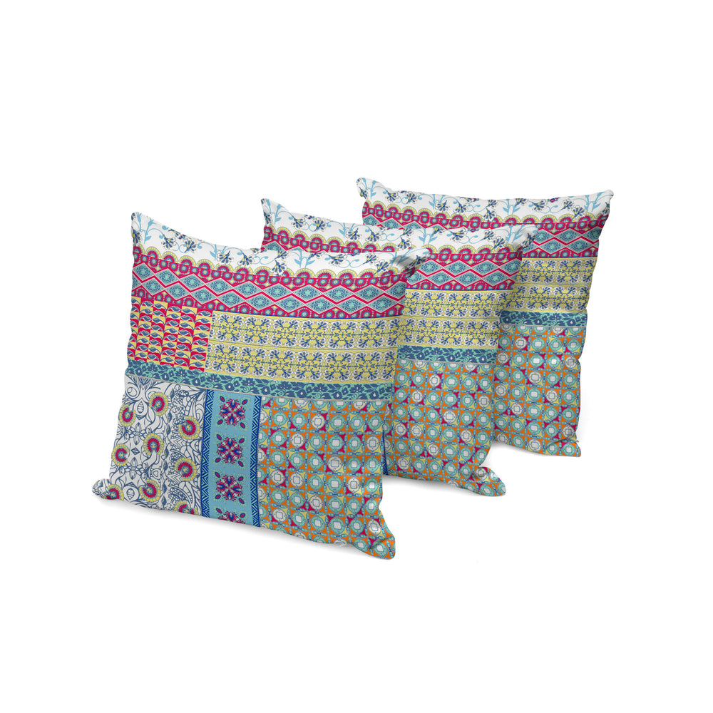 Homeroots Set Of Three 16" X 16" Yellow And White Botanical Indoor Outdoor Throw Pillow  Polyester 535942