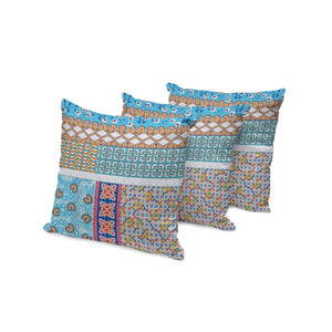 HomeRoots Set of Three 16" Blue & White Botanical Throw Pillows for Indoor/Outdoor Comfort & Style 535944