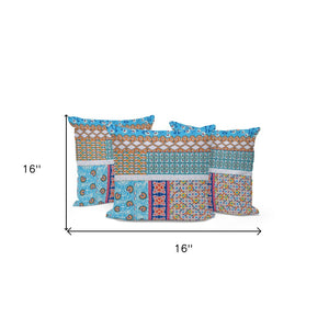 HomeRoots Set of Three 16" Blue & White Botanical Throw Pillows for Indoor/Outdoor Comfort & Style 535944