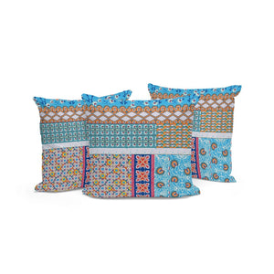 HomeRoots Set of Three 16" Blue & White Botanical Throw Pillows for Indoor/Outdoor Comfort & Style 535944