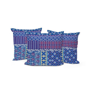 HomeRoots Set of Three Blue and White Botanical Throw Pillows - Stylish Indoor/Outdoor Cushions for Comfort 535949